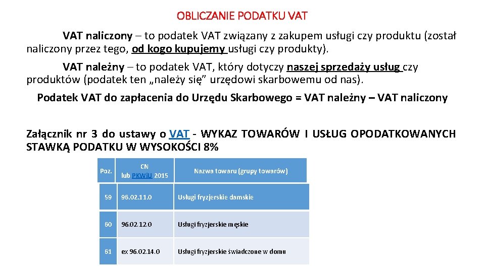 OBLICZANIE PODATKU VAT naliczony – to podatek VAT związany z zakupem usługi czy produktu