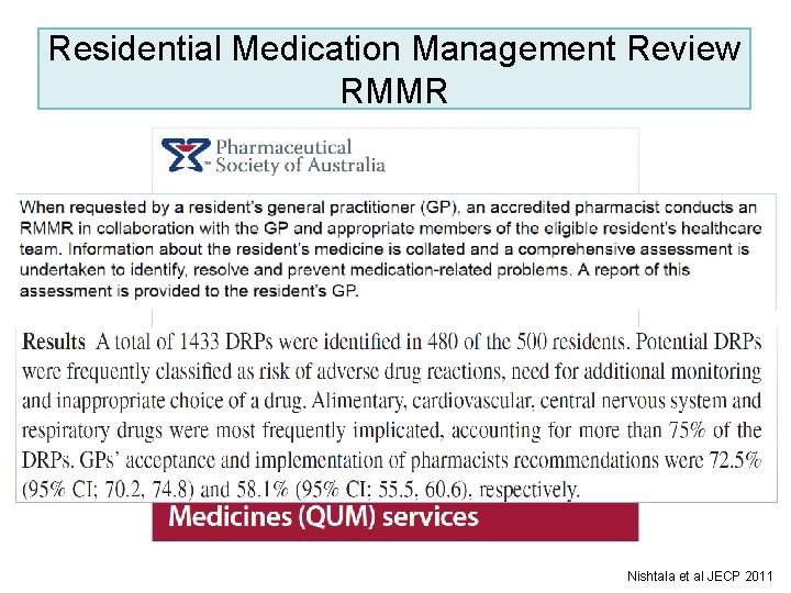 Residential Medication Management Review RMMR Nishtala et al JECP 2011 
