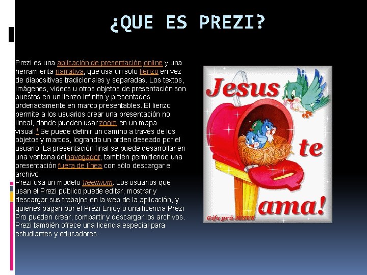 ¿QUE ES PREZI? Prezi es una aplicación de presentación online y una herramienta narrativa,