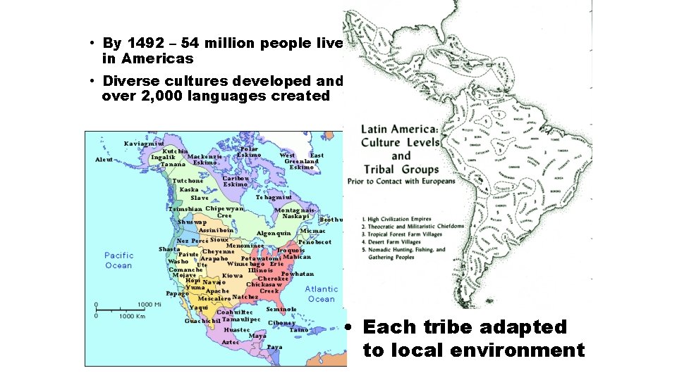  • By 1492 – 54 million people live in Americas • Diverse cultures