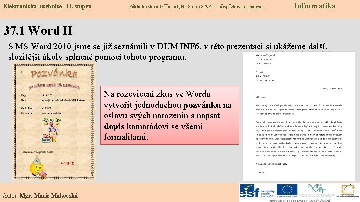 Elektronická učebnice - II. stupeň Základní škola Děčín VI, Na Stráni 879/2 – příspěvková