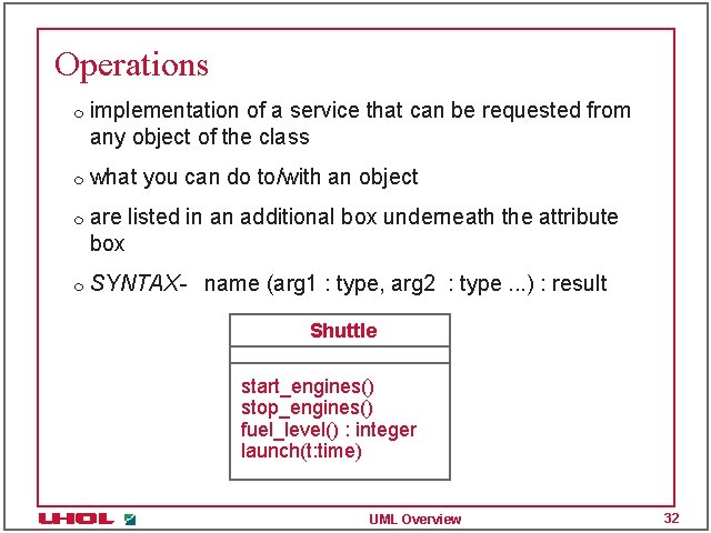 Operations m m implementation of a service that can be requested from any object