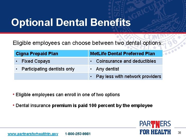 Optional Dental Benefits Eligible employees can choose between two dental options: Cigna Prepaid Plan