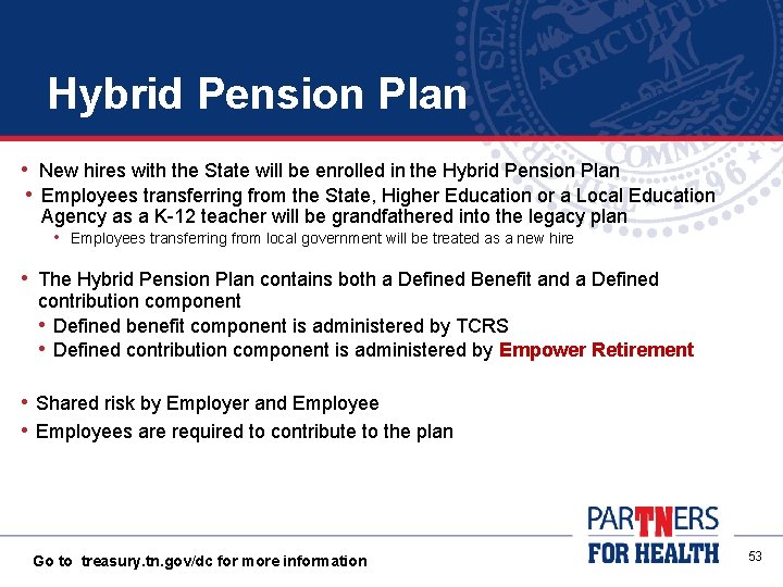 Hybrid Pension Plan • New hires with the State will be enrolled in the