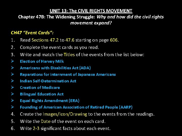 UNIT 13 The CIVIL RIGHTS MOVEMENT Chapter 47