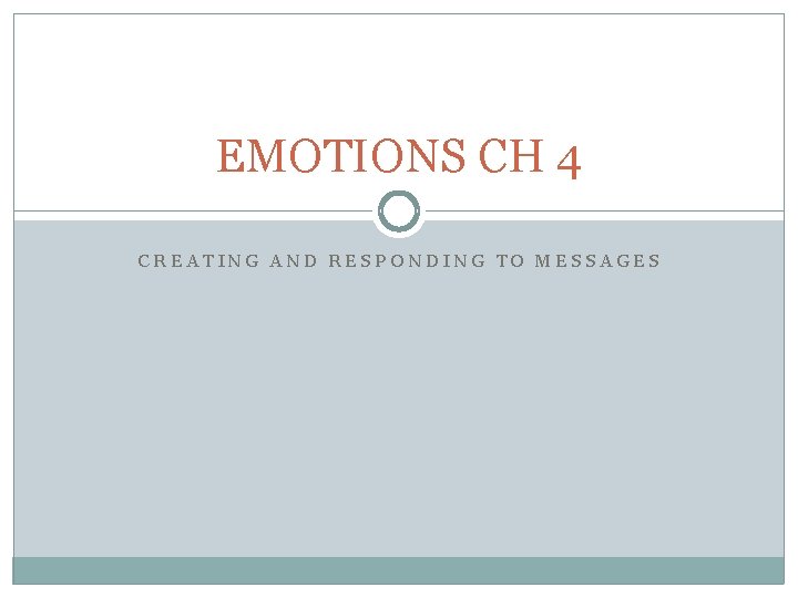 EMOTIONS CH 4 CREATING AND RESPONDING TO MESSAGES 