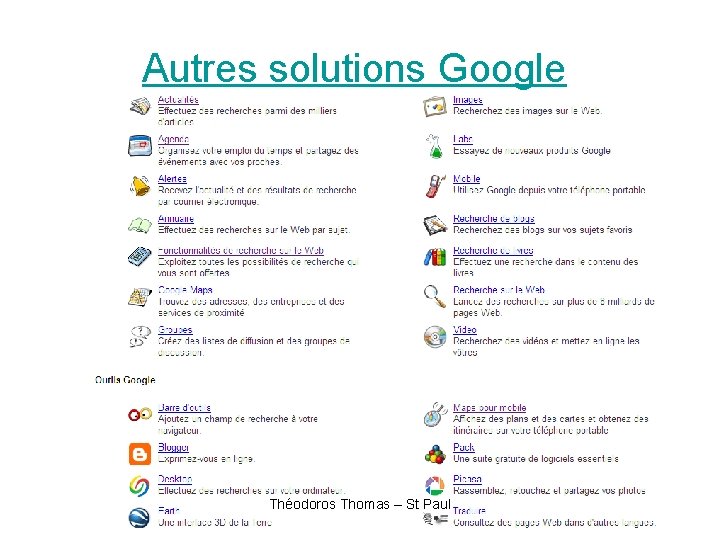 Autres solutions Google Théodoros Thomas – St Paul 