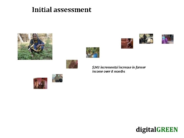 Initial assessment $243 incremental increase in farmer income over 8 months Initial assessment $243 incremental increase in farmer income over 8 months