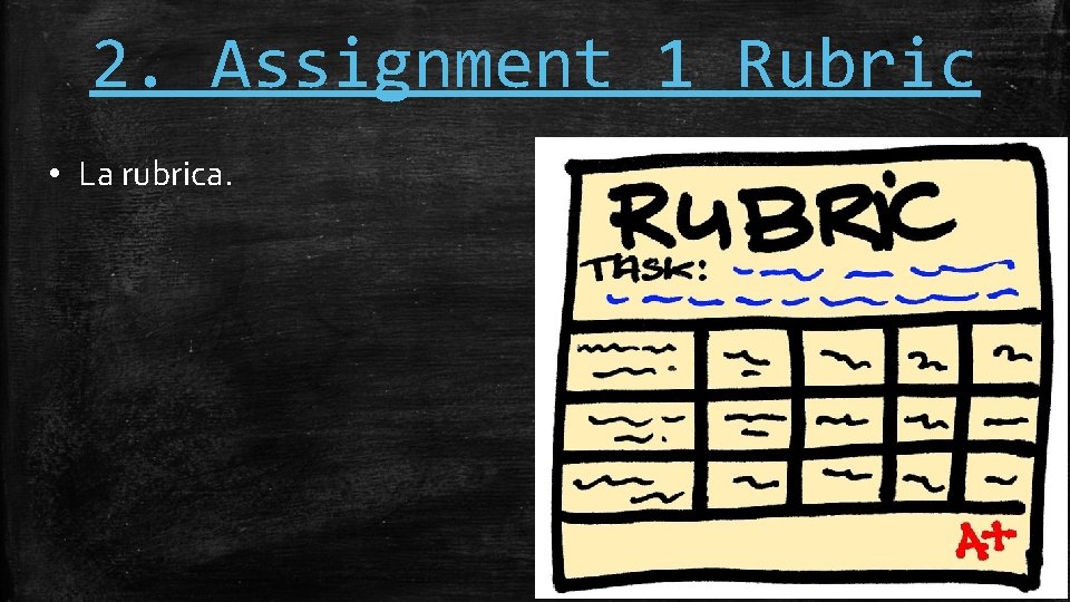 2. Assignment 1 Rubric • La rubrica. 