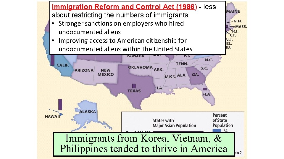 Immigration Reform and Control Act (1986) - less about restricting the numbers of immigrants