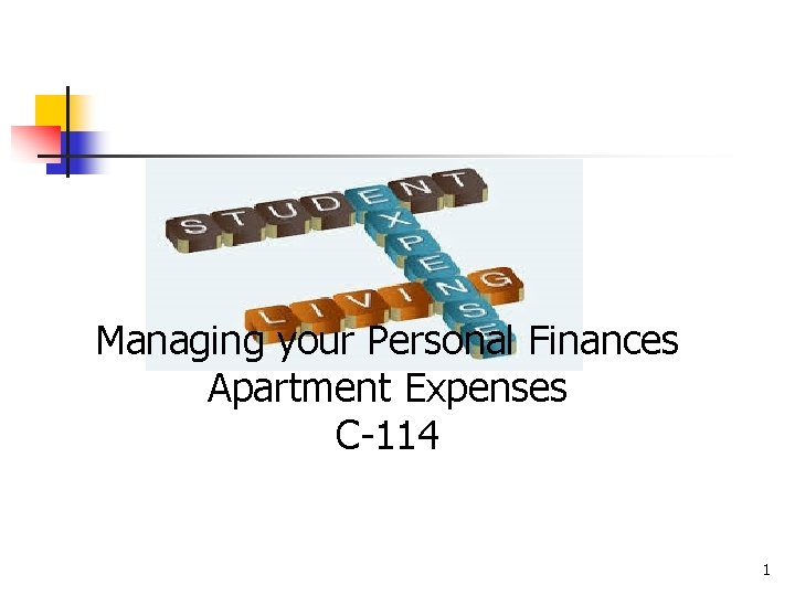 Managing your Personal Finances Apartment Expenses C-114 1 