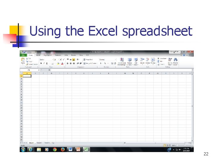 Using the Excel spreadsheet 22 