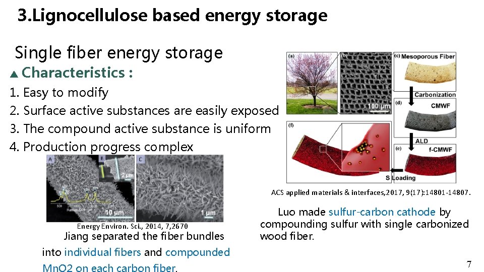 3. Lignocellulose based energy storage Single fiber energy storage ▲ Characteristics : 1. Easy