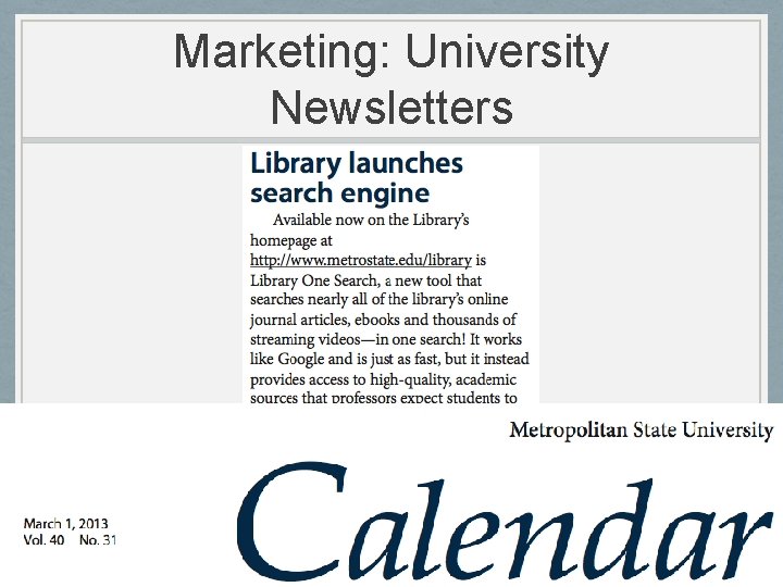 Marketing: University Newsletters 