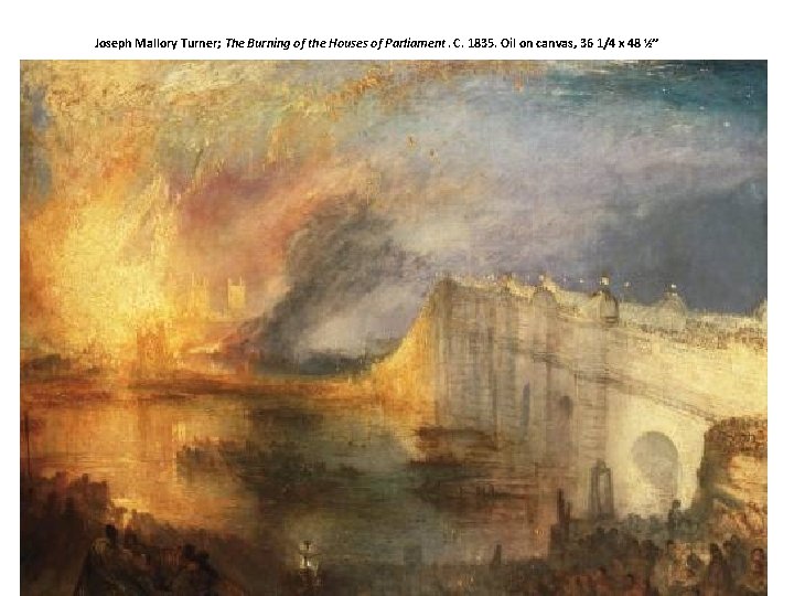 Joseph Mallory Turner; The Burning of the Houses of Parliament. C. 1835. Oil on