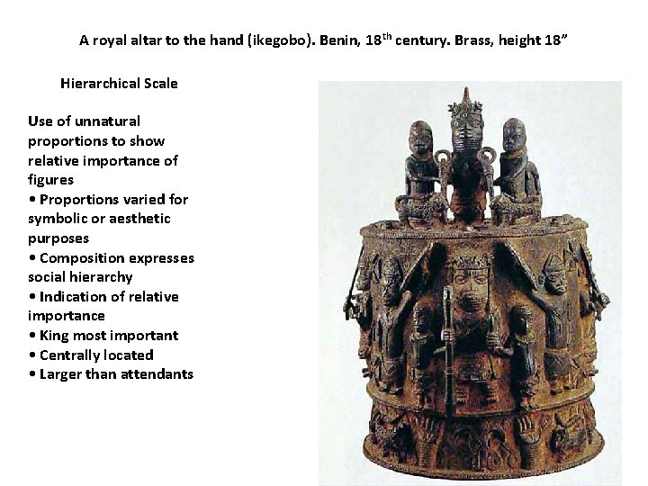 A royal altar to the hand (ikegobo). Benin, 18 th century. Brass, height 18”