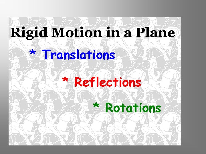 Rigid Motion in a Plane * Translations * Reflections * Rotations 