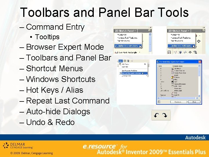 Toolbars and Panel Bar Tools – Command Entry • Tooltips – Browser Expert Mode