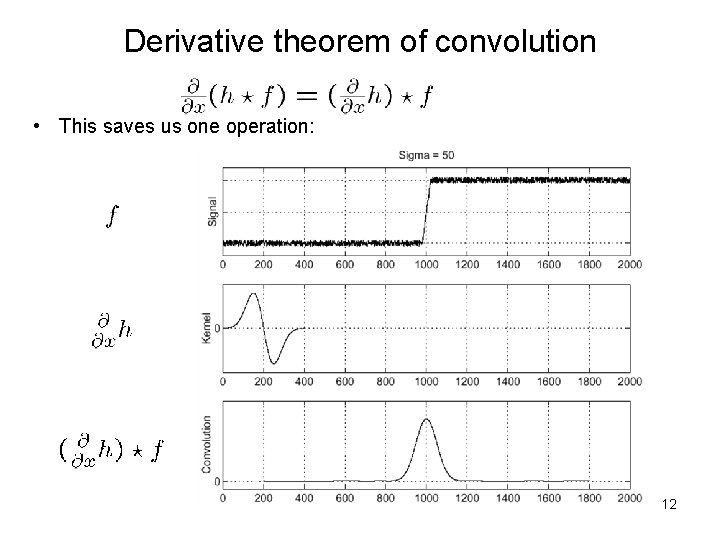 Derivative theorem of convolution • This saves us one operation: 12 