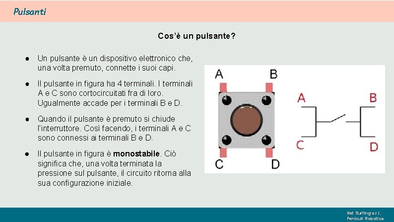 Pulsanti Cos’è un pulsante? ● Un pulsante è un dispositivo elettronico che, una volta