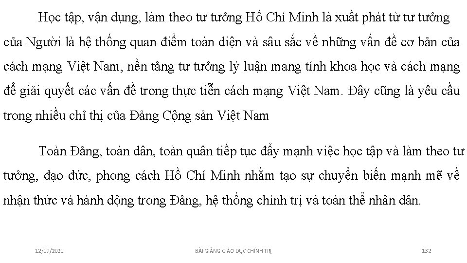 Học tập, vận dụng, làm theo tư tưởng Hồ Chí Minh là xuất phát