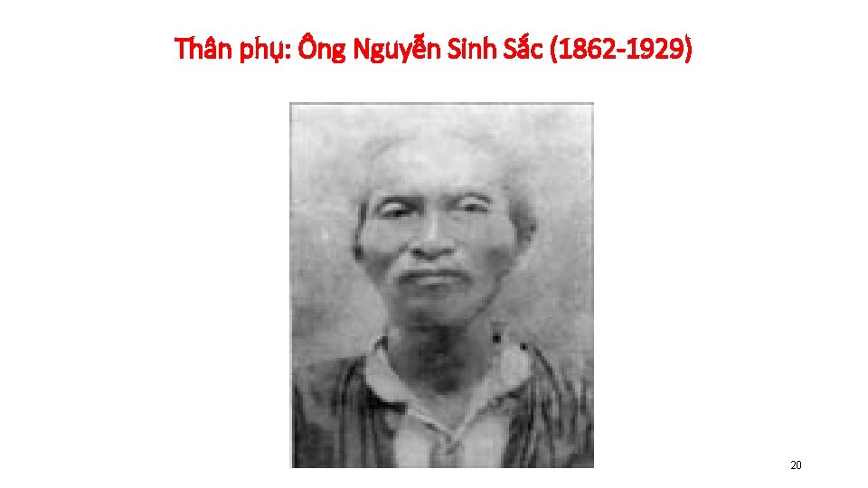 Thân phụ: Ông Nguyễn Sinh Sắc (1862 -1929) 20 