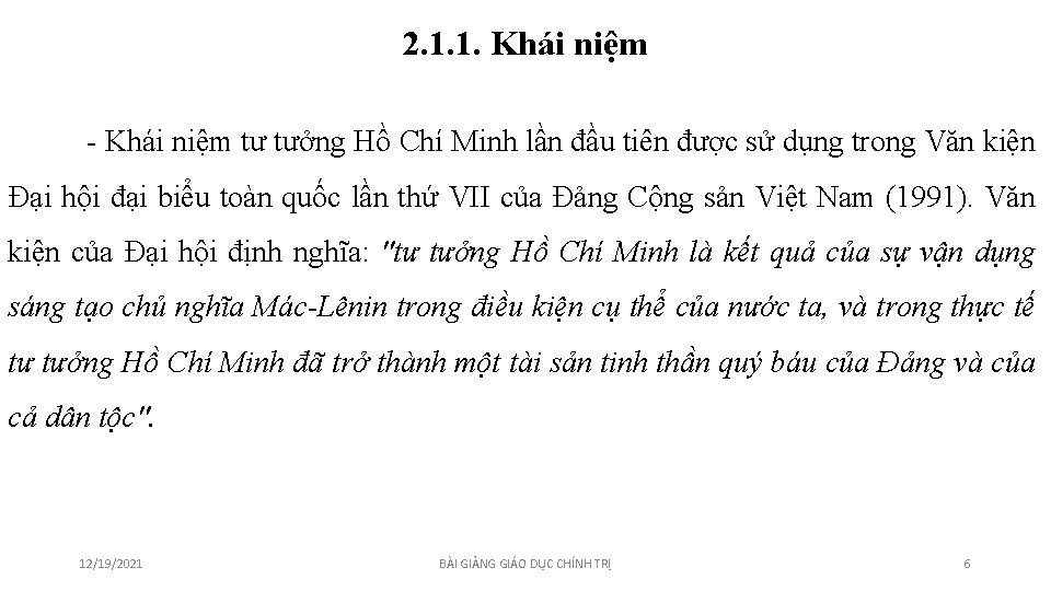 2. 1. 1. Khái niệm - Khái niệm tư tưởng Hồ Chí Minh lần