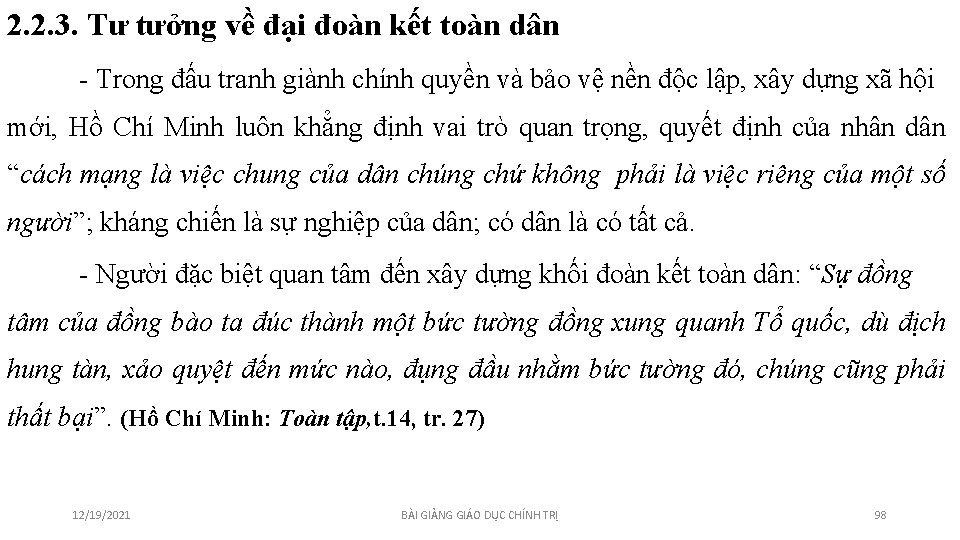 2. 2. 3. Tư tưởng về đại đoàn kết toàn dân - Trong đấu