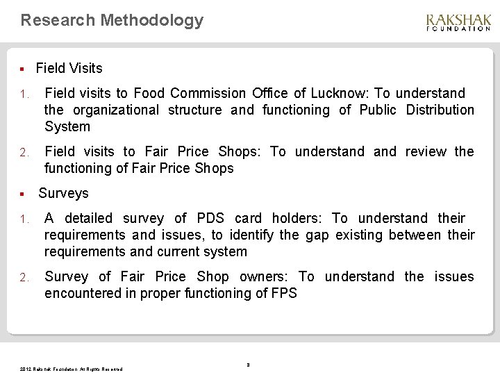 Research Methodology § Field Visits 1. Field visits to Food Commission Office of Lucknow: