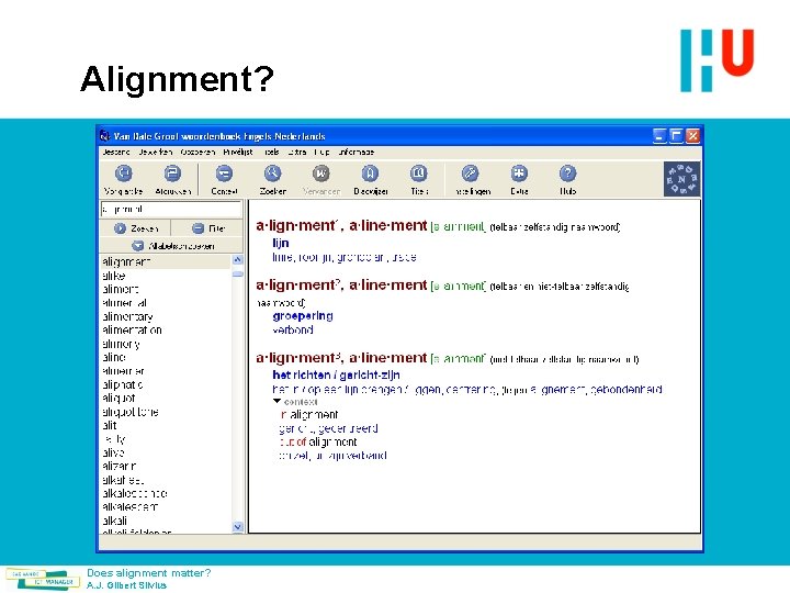 Alignment? Does alignment matter? A. J. Gilbert Silvius 