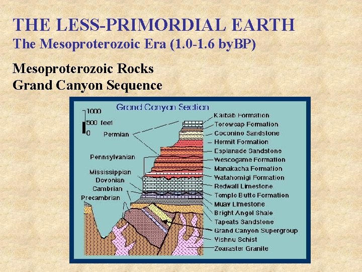 THE LESS-PRIMORDIAL EARTH The Mesoproterozoic Era (1. 0 -1. 6 by. BP) Mesoproterozoic Rocks