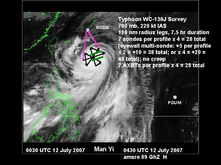 RODN Typhoon WC-130 J Survey 700 mb, 220 kt IAS 110 nm radius legs,
