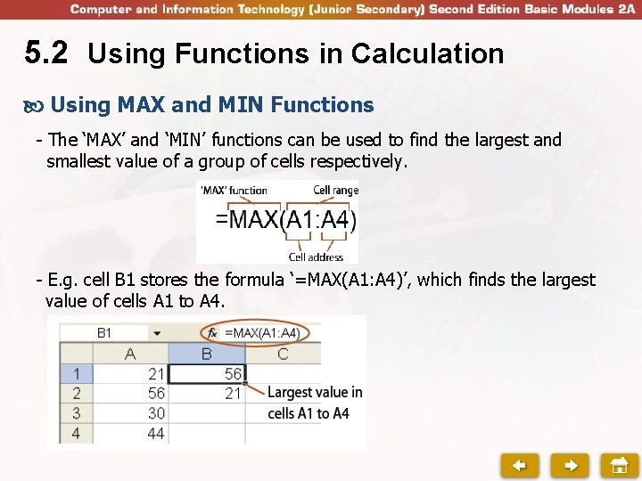 5. 2 Using Functions in Calculation Using MAX and MIN Functions - The ‘MAX’