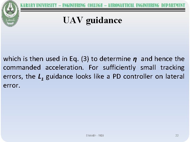 UAV guidance which is then used in Eq. (3) to determine η and hence