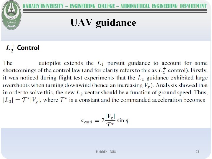 UAV guidance Elkhidir - NGS 23 