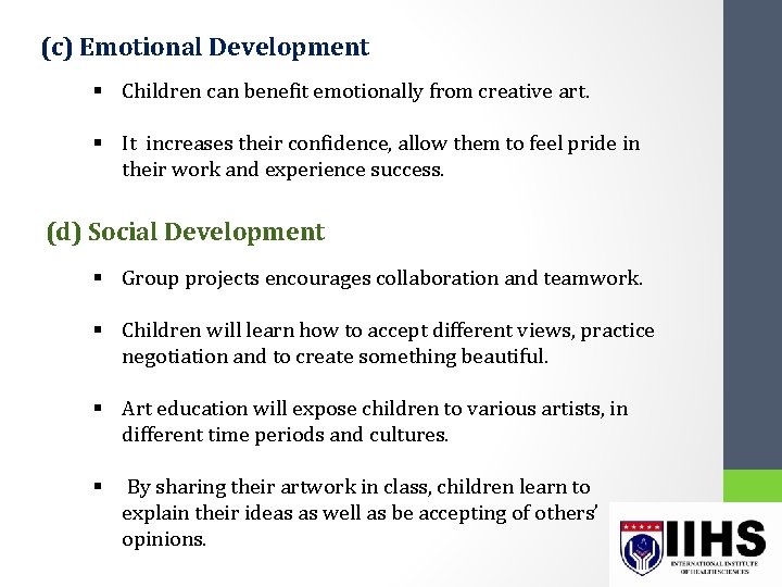 Creative Development Benefit HBEC 3403 CREATIVITY IN EARLY CHILDHOOD EDUCATION Topic