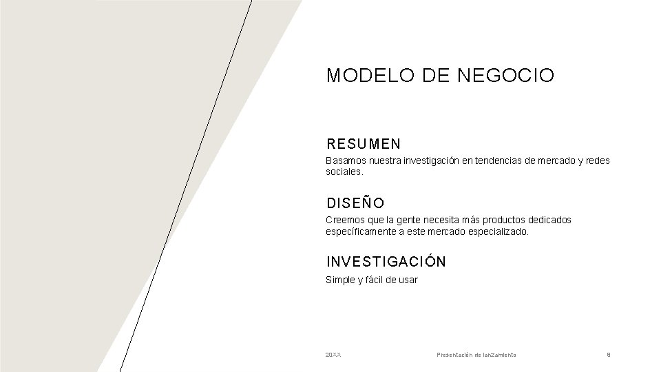 MODELO DE NEGOCIO RESUMEN Basamos nuestra investigación en tendencias de mercado y redes sociales.