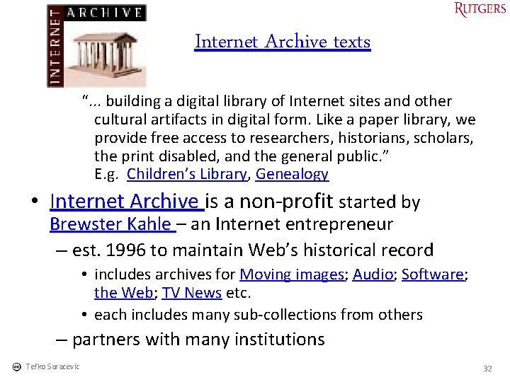 Internet Archive texts “. . . building a digital library of Internet sites and