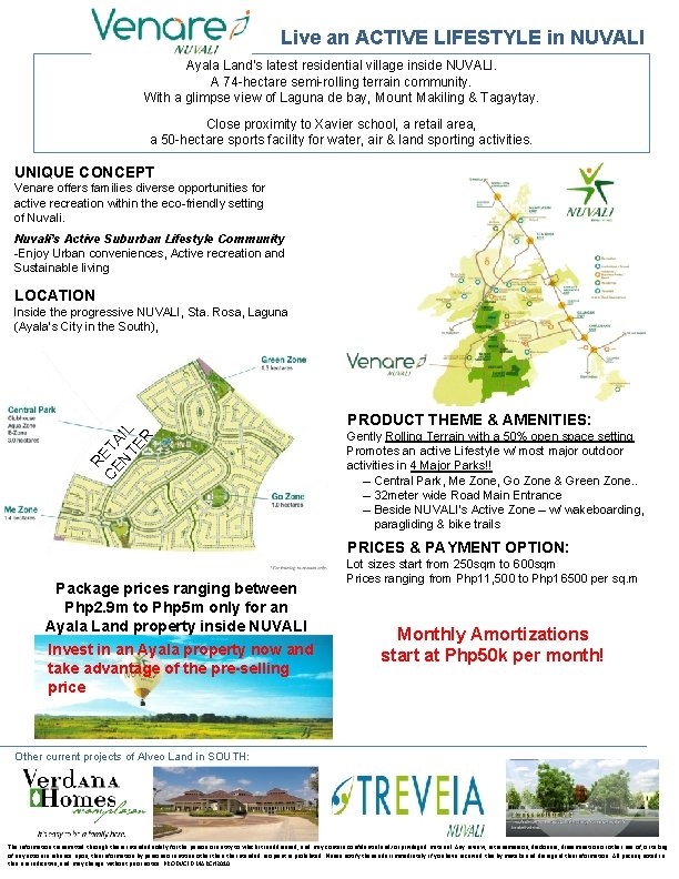 Live an ACTIVE LIFESTYLE in NUVALI Ayala Land’s latest residential village inside NUVALI. A