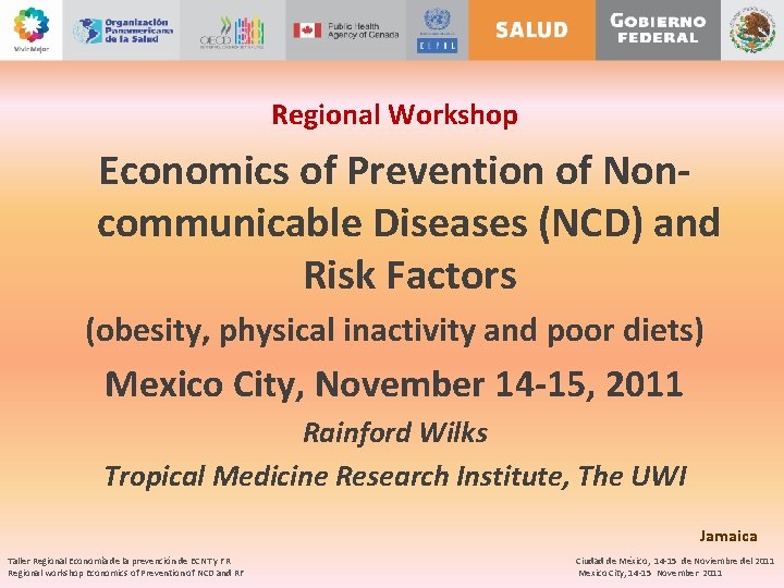 Regional Workshop Economics of Prevention of Noncommunicable Diseases (NCD) and Risk Factors (obesity, physical