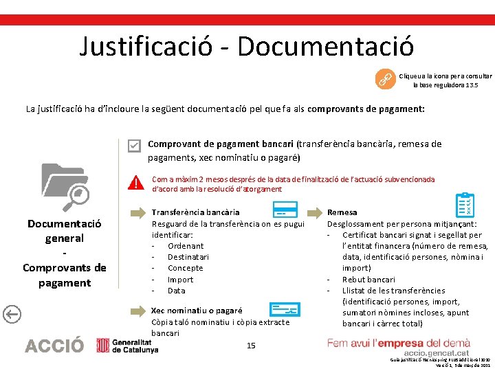 Justificació - Documentació Cliqueu a la icona per a consultar la base reguladora 13.