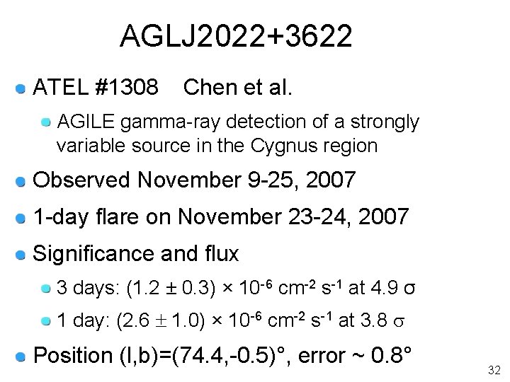 AGLJ 2022+3622 ATEL #1308 Chen et al. AGILE gamma-ray detection of a strongly variable