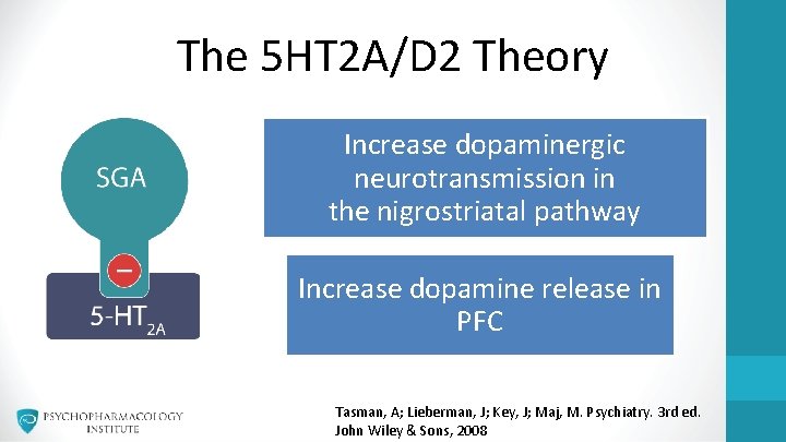 The 5 HT 2 A/D 2 Theory Increase dopaminergic neurotransmission in the nigrostriatal pathway