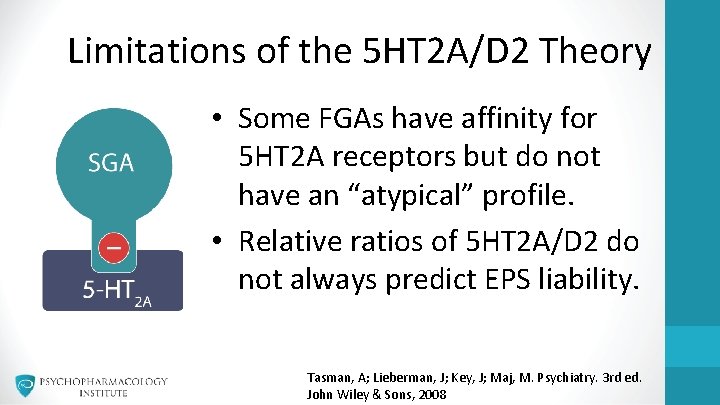 Limitations of the 5 HT 2 A/D 2 Theory • Some FGAs have affinity