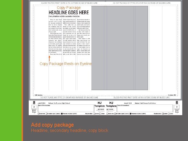 Copy Package Rests on Eyeline Add copy package Headline, secondary headline, copy block 