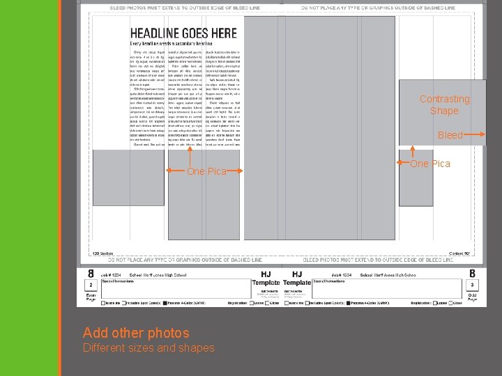 Contrasting Shape Bleed One Pica Add other photos Different sizes and shapes One Pica