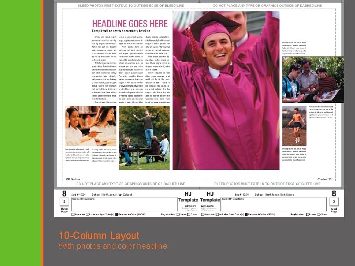 10 -Column Layout With photos and color headline 