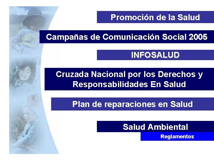 Promoción de la Salud Campañas de Comunicación Social 2005 INFOSALUD Cruzada Nacional por los