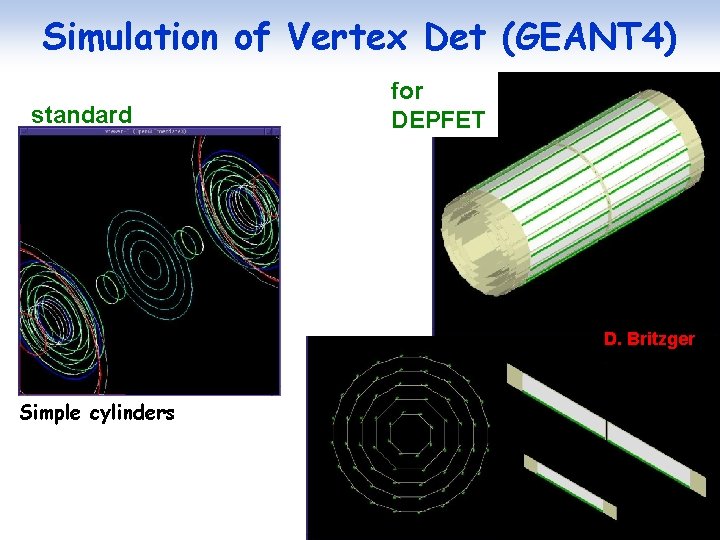 Simulation of Vertex Det (GEANT 4) standard for DEPFET D. Britzger Simple cylinders 