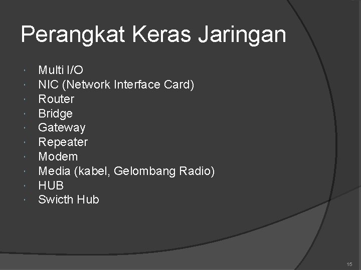 Perangkat Keras Jaringan Multi I/O NIC (Network Interface Card) Router Bridge Gateway Repeater Modem